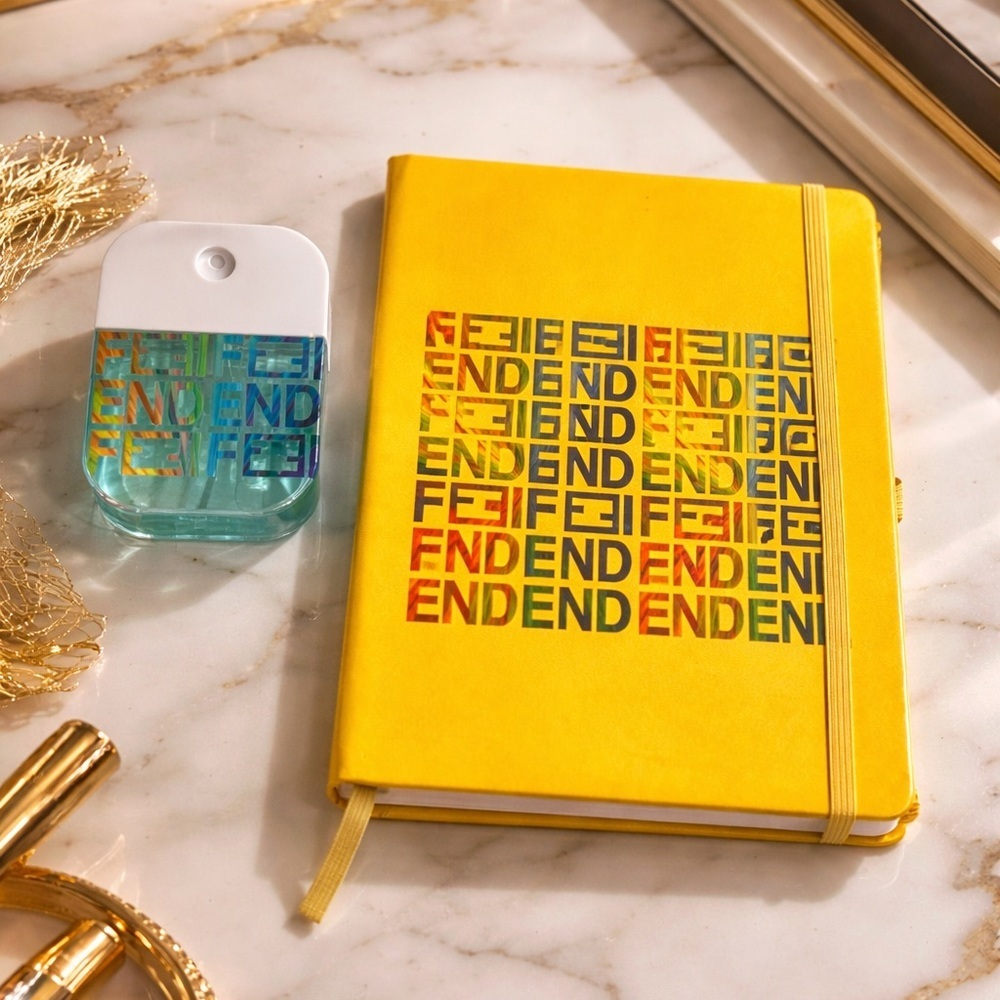 Yellow Designer Notebook and Matching Sanitizer Set